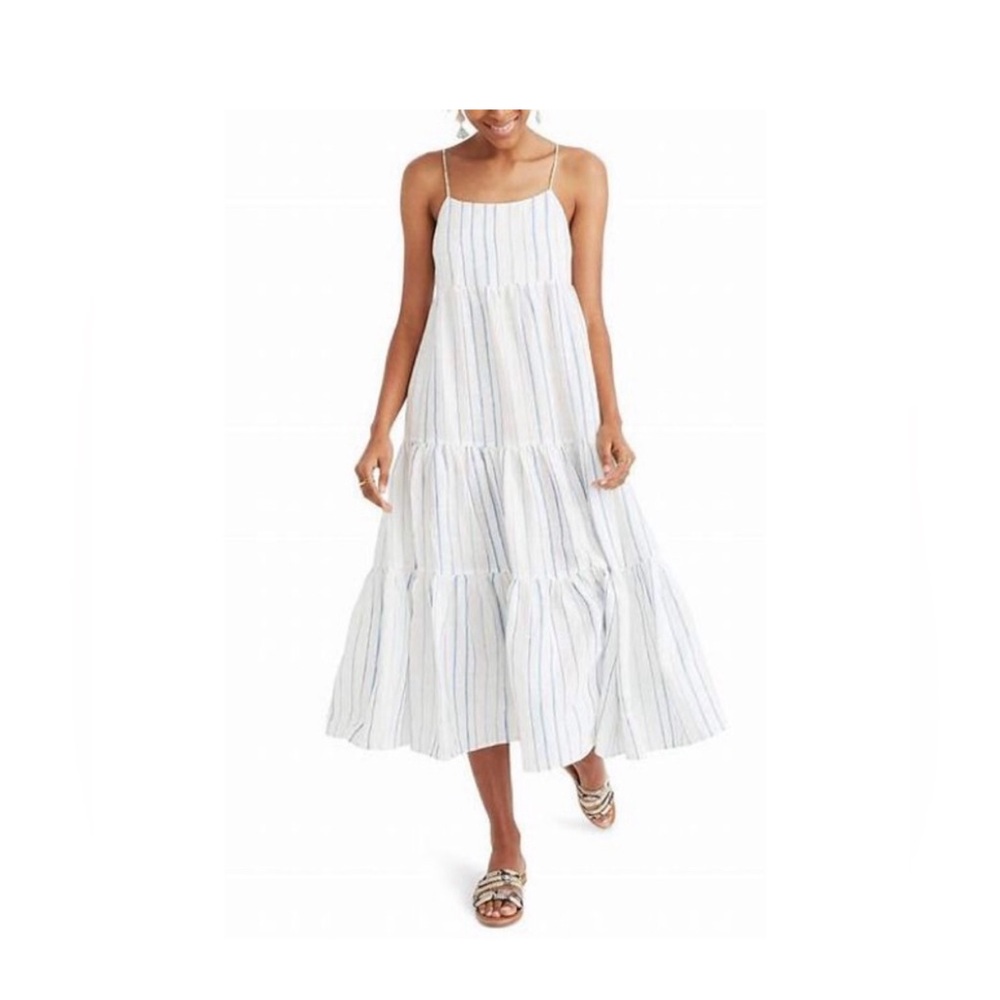 Madewell linen striped dress 6P